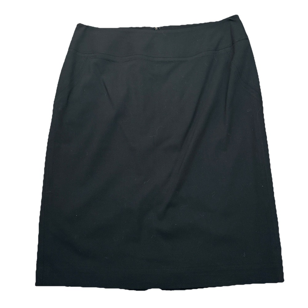 Ann Taylor Loft Black Wool Mix Lined  Pencil Skirt Size 8 Medium Business